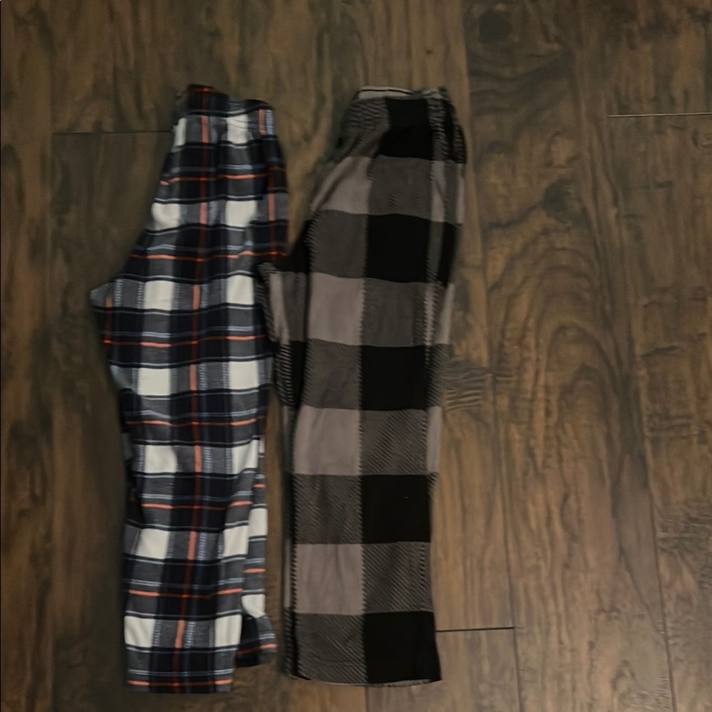 Plaid Kids Fleece Sleep Pants - Blue and Black